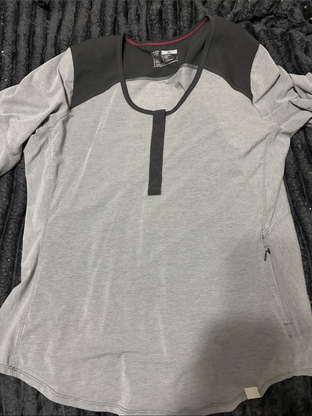 5.11 Tactical Women's Grey Long Sleeve Henley with Black Yoke